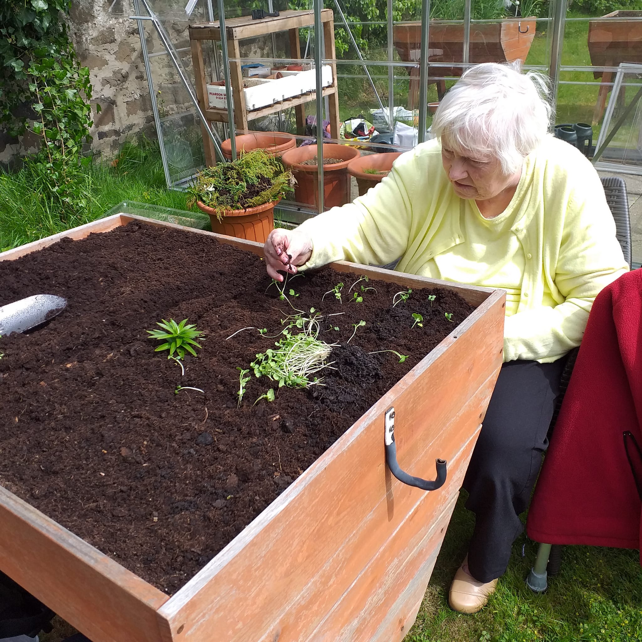 Residents Helping to Plant Herbs